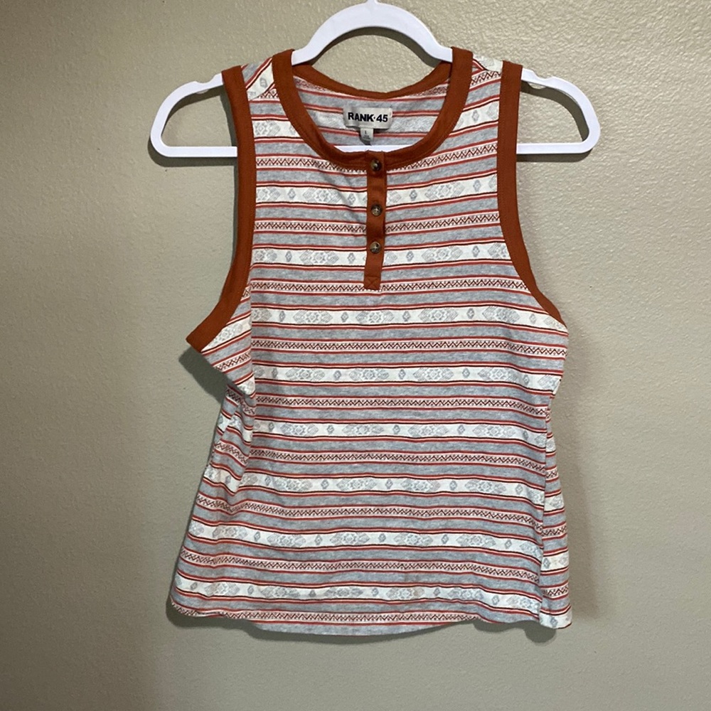 Rust Trimmed tank top